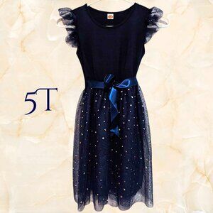 Kids' 5T Navy Dress w/ Starry Tulle